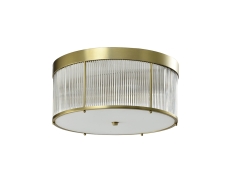 NEWPORT 3290 3296/PL brass new , Потолочный светильник, Matt brass Clear glass D50*H23,5 сm E27 6*25W
