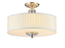NEWPORT 31700 31705/PL , Потолочный светильник, Nickel Clear crystal Shade white plisse D50*H37,5 cm E27 5*25W